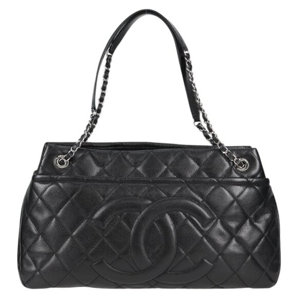 CHANEL Matelasse COCO Mark Chain Bag Grained Calf Skin Black Silver CC Auth - Picture 1 of 15
